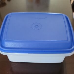 Tupperware Blue and White Ice Cream and Food Storage Container